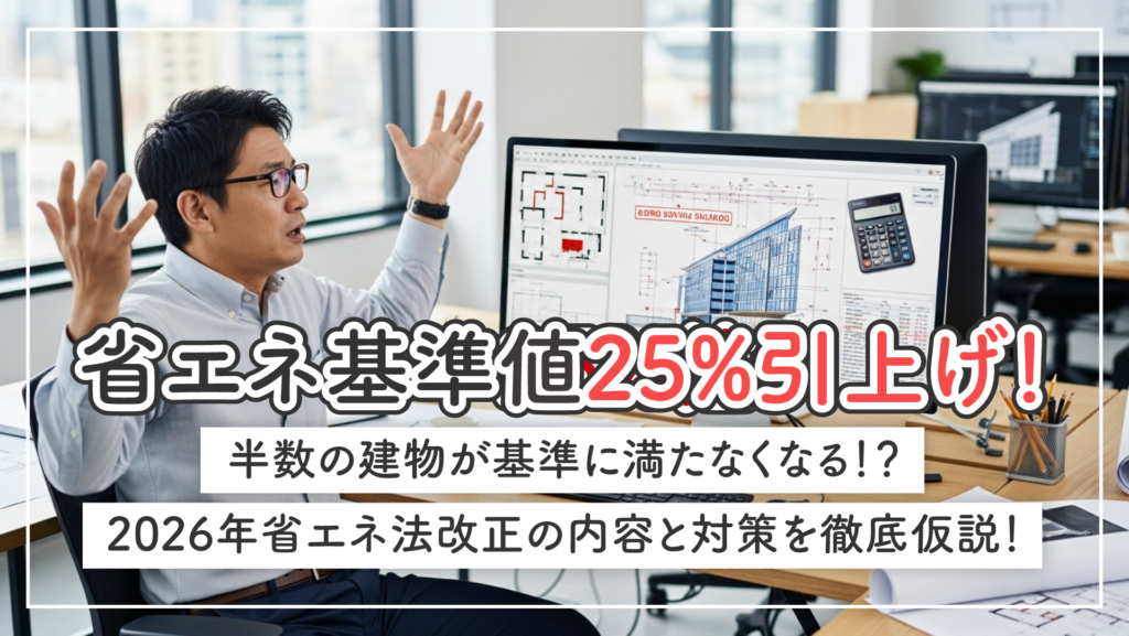 省エネ基準値25%引上げ！半数の建物が基準に満たなくなる！？2026年省エネ法改正の内容と対策を徹底仮説！