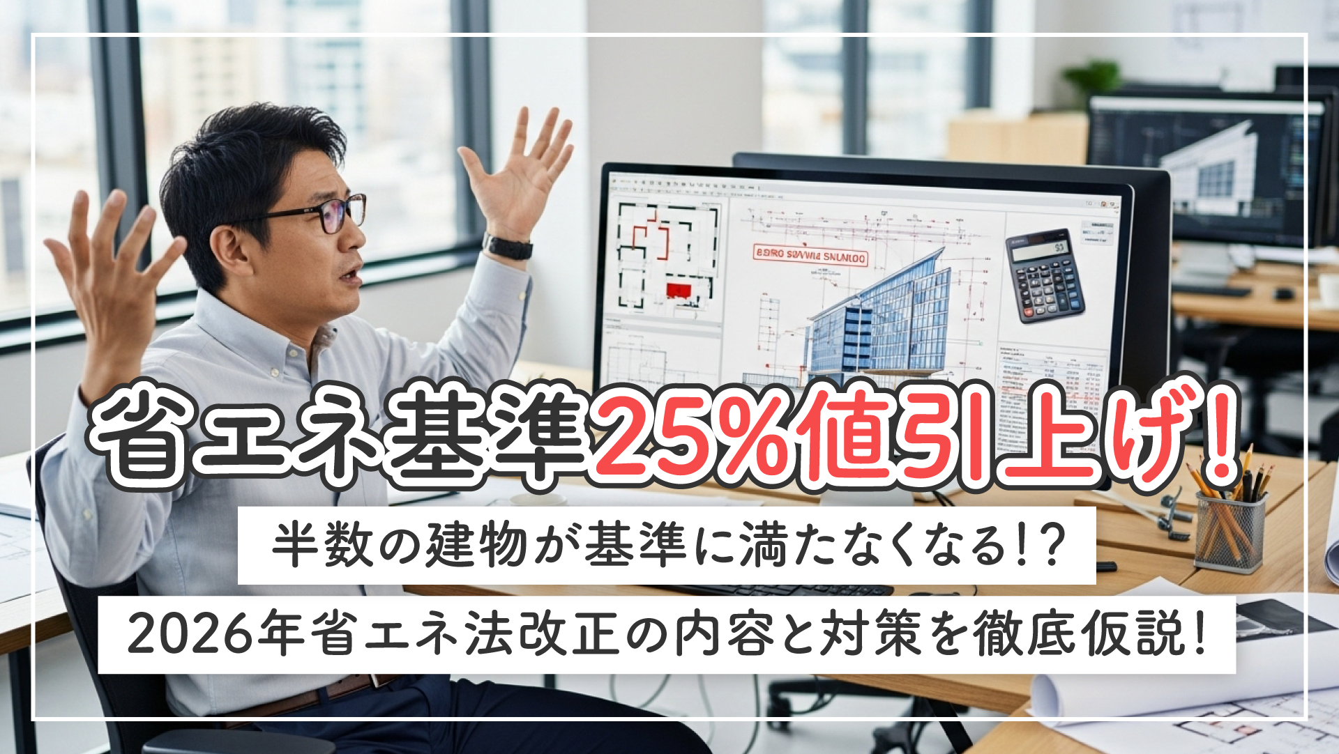 省エネ基準25%値引上げ!半数の建物が基準に満たなくなる!?2026年省エネ法改正の内容と対策を徹底仮説!
